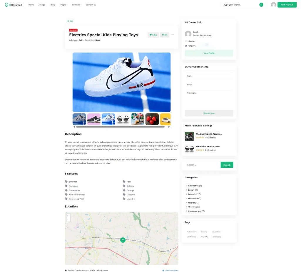 front view of classified page