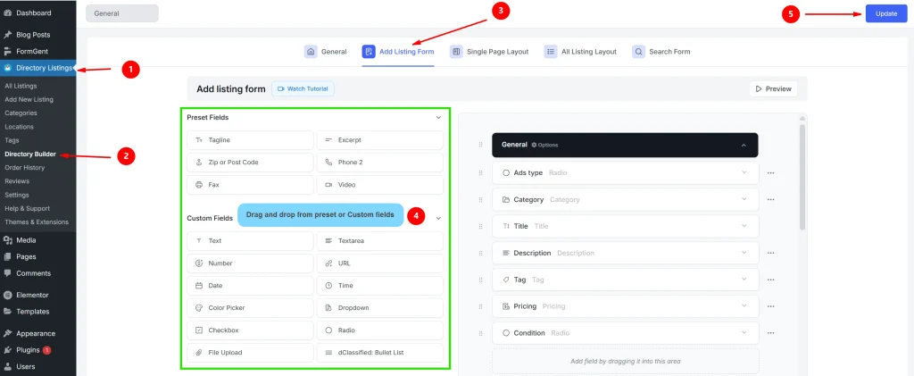 How to customize listing form of classified website
